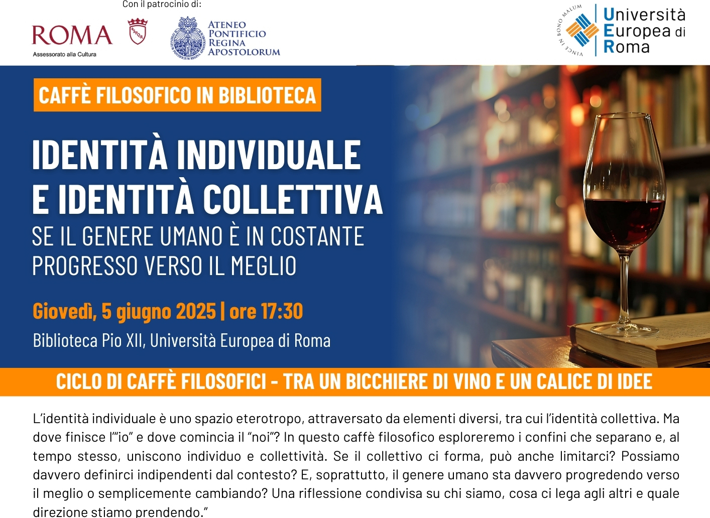 “Identità individuale e identità collettiva”. Caffè filosofico del 05 giugno