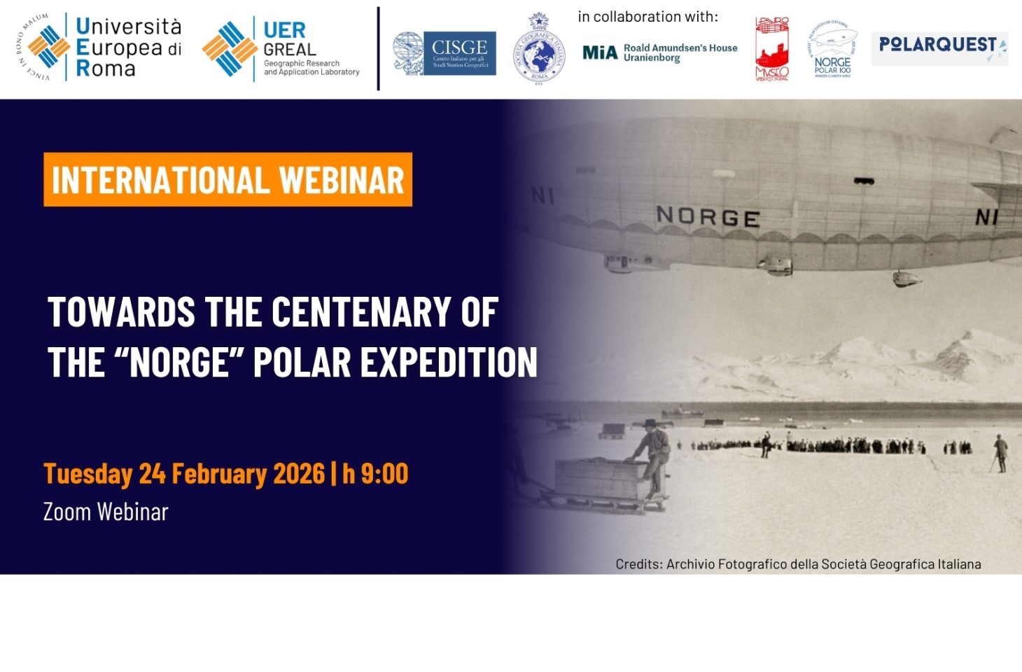 Webinar internazionale Towards the Centenary of the “Norge” Polar Expedition.